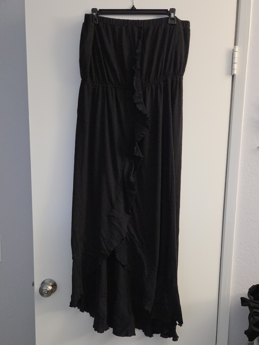 Mudd Black Ruffled Strapless Maxi Dress